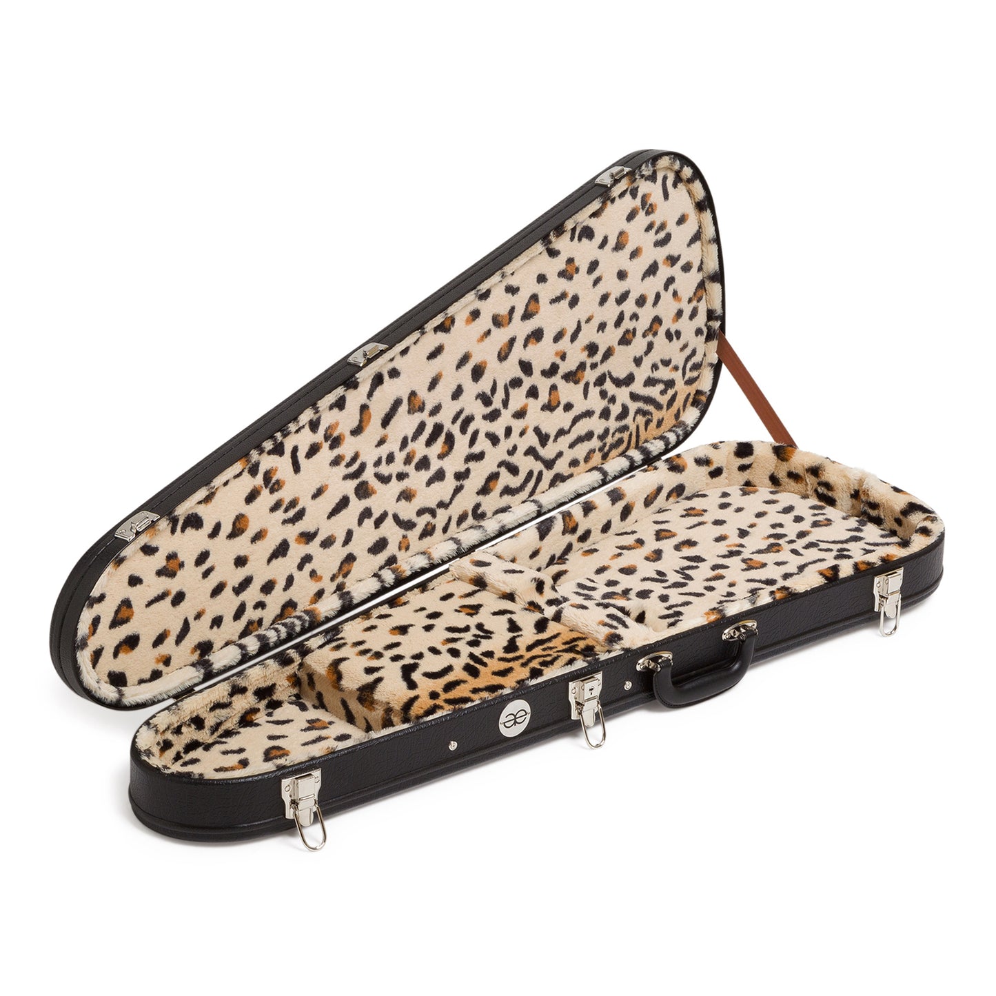 Teardrop Alligator Brown Guitar Case with Black Tolex / Leopard Soft Plush