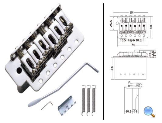 Tremolo Bridge Set for Strat Style Guitars Chrome SB003-CR