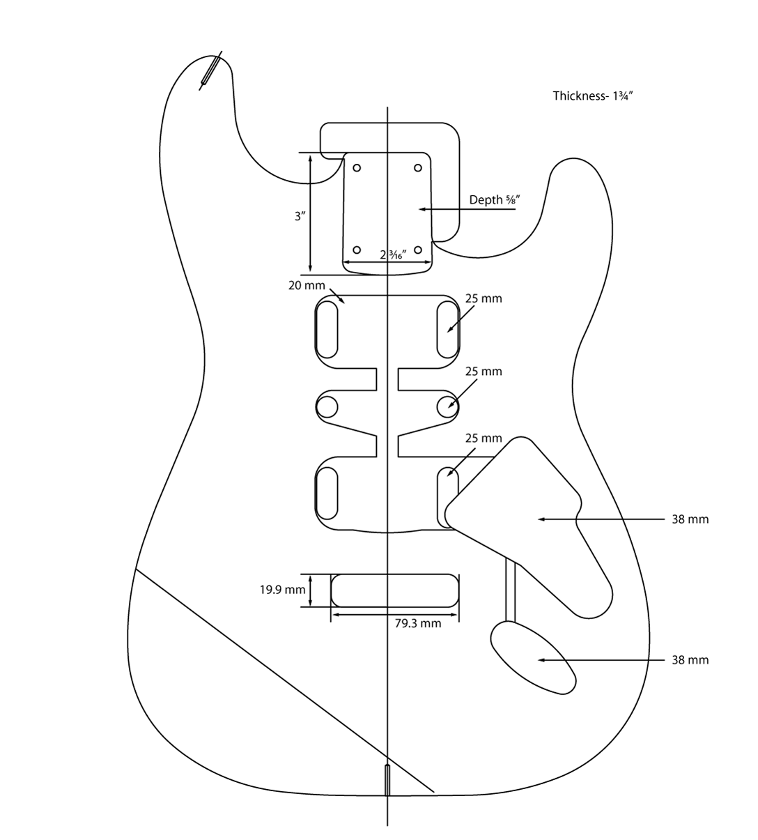 AE Guitars® S-Style Paulownia Replacement Guitar Body Mercury
