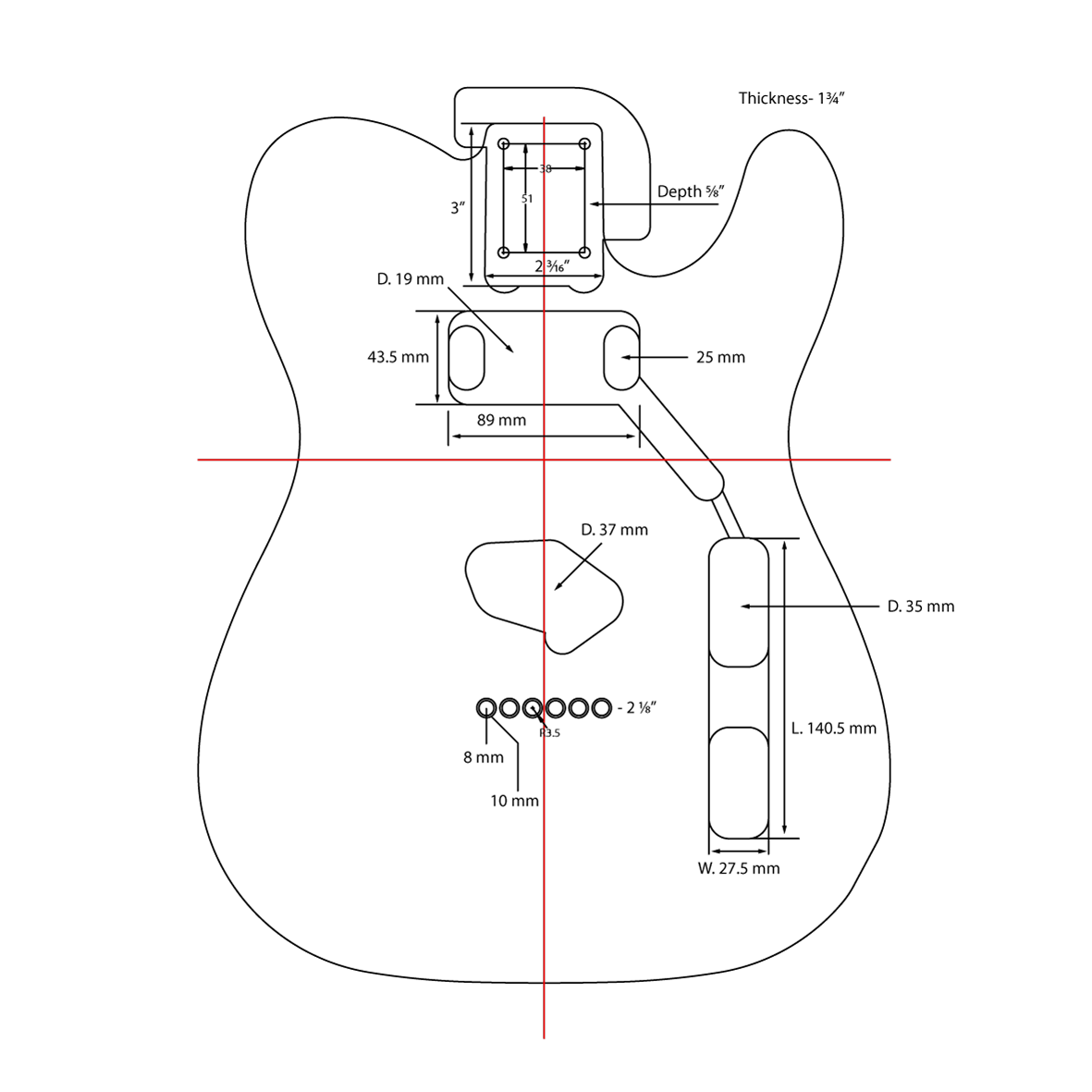 AE Guitars® T-Style Alder Guitar Body Sunburst and White Sides
