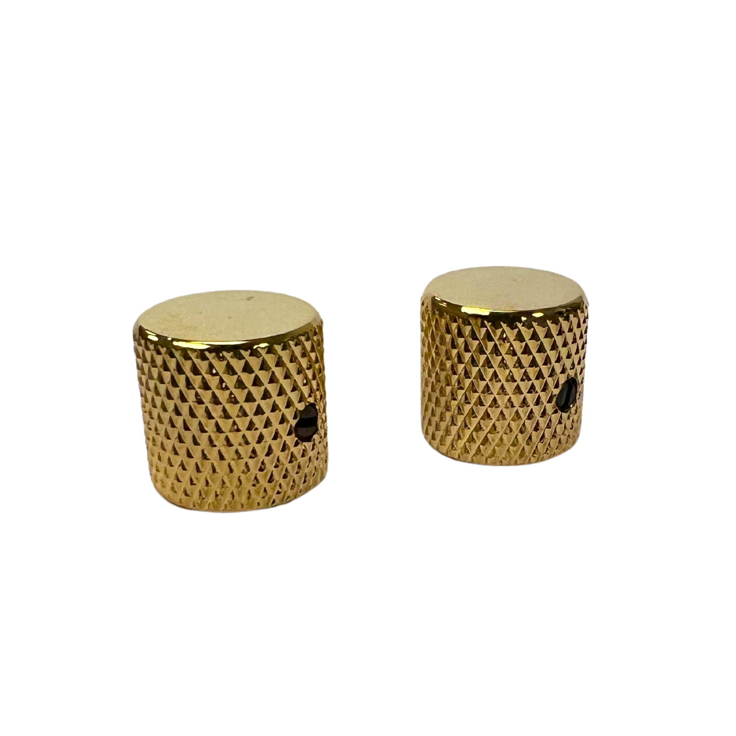 Set Of 2 Gold Barrel Style Flat Topped Control Knobs