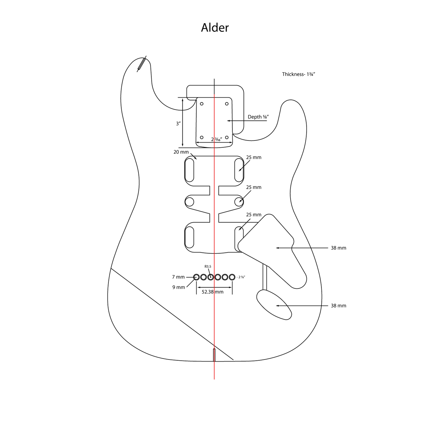 AE Guitars® S-Style Alder Replacement Guitar Body Fire Engine Red