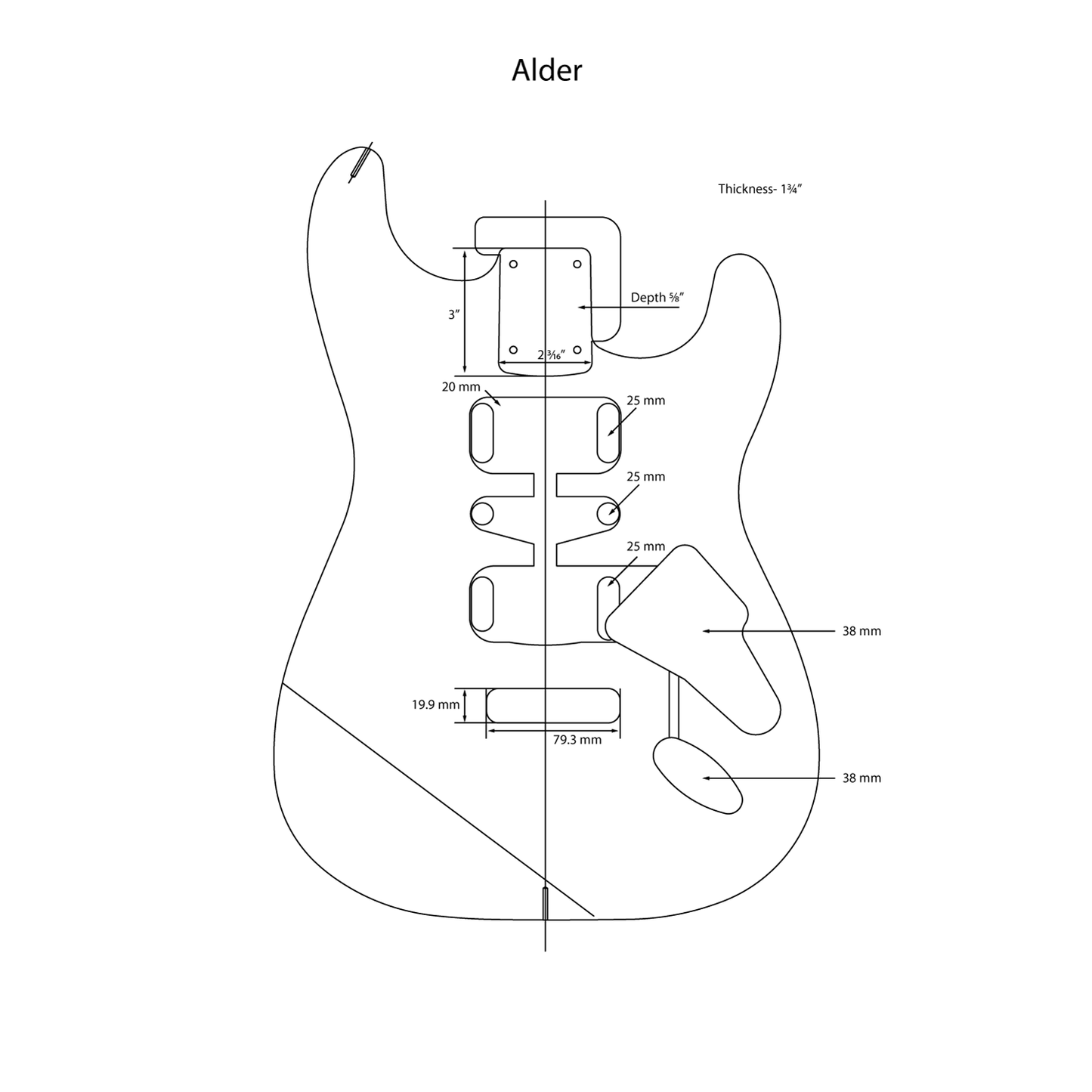 AE Guitars® S-Style Alder Replacement Guitar Body Sheerwood Green Metallic