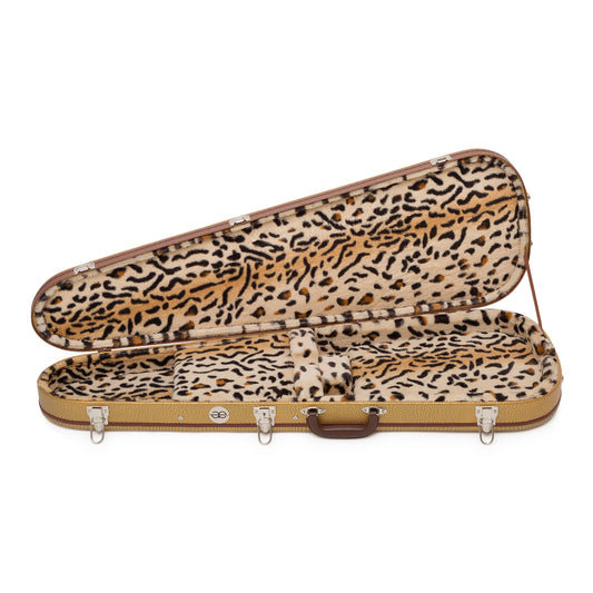 Teardrop Alligator Brown Guitar Case with Leopard Soft Plush