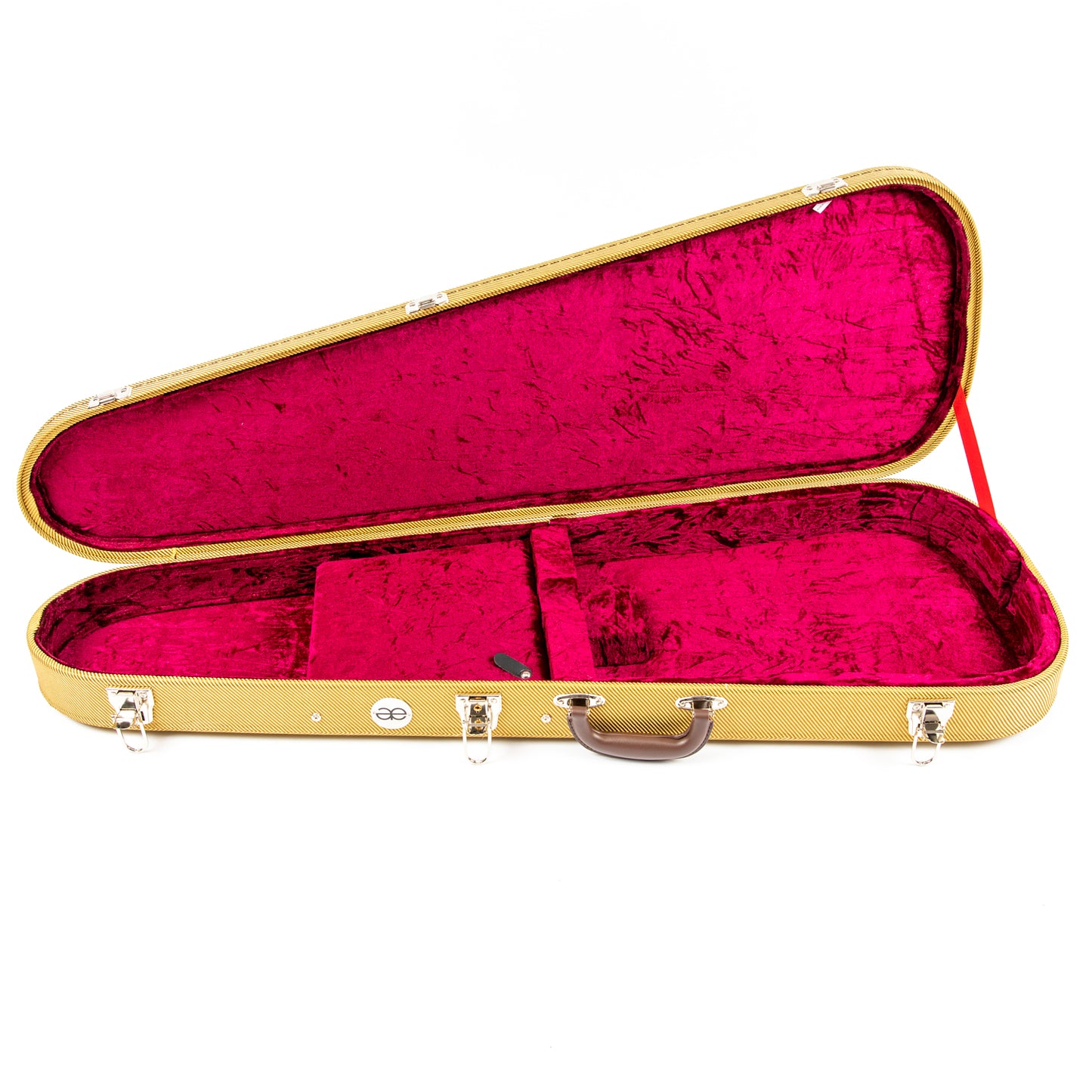 Teardrop Tweed Guitar Case with Burgundy Plush Lining