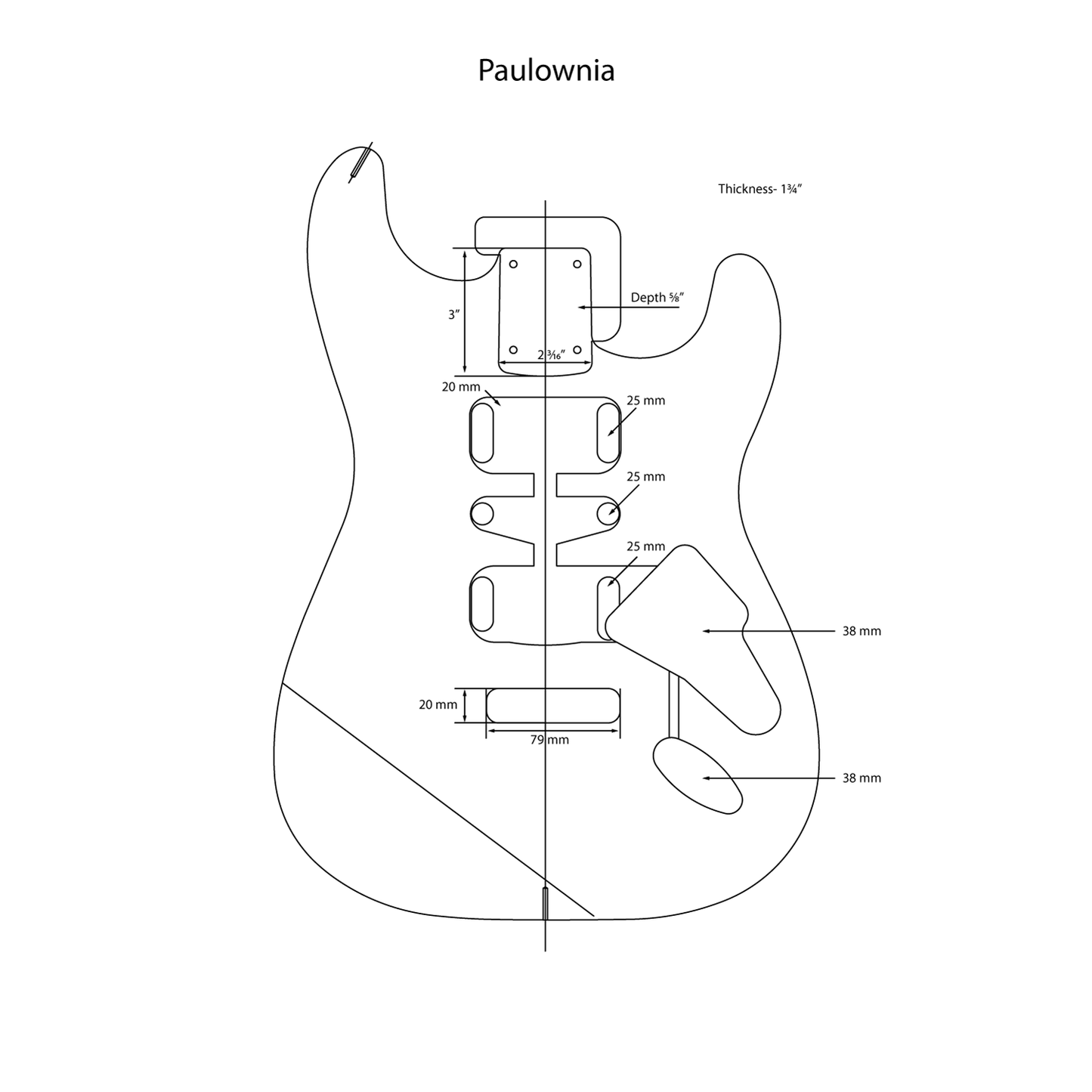 AE Guitars® S-Style Paulownia Replacement Guitar Body 3 Tone Sunburst