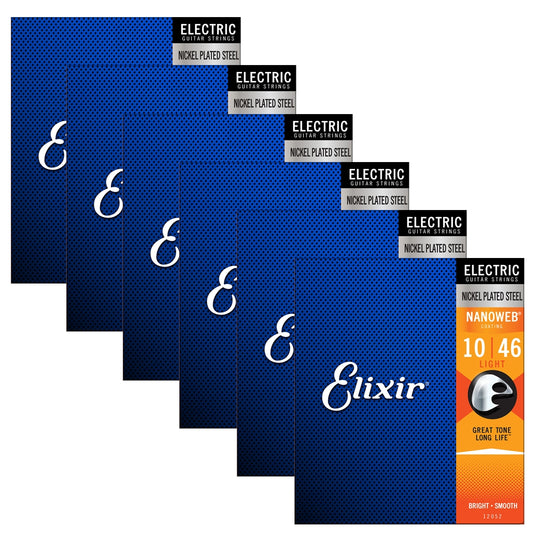 Elixir Strings 12052 Nanoweb Electric Guitar Strings - .010-.046 Light 12 Pack