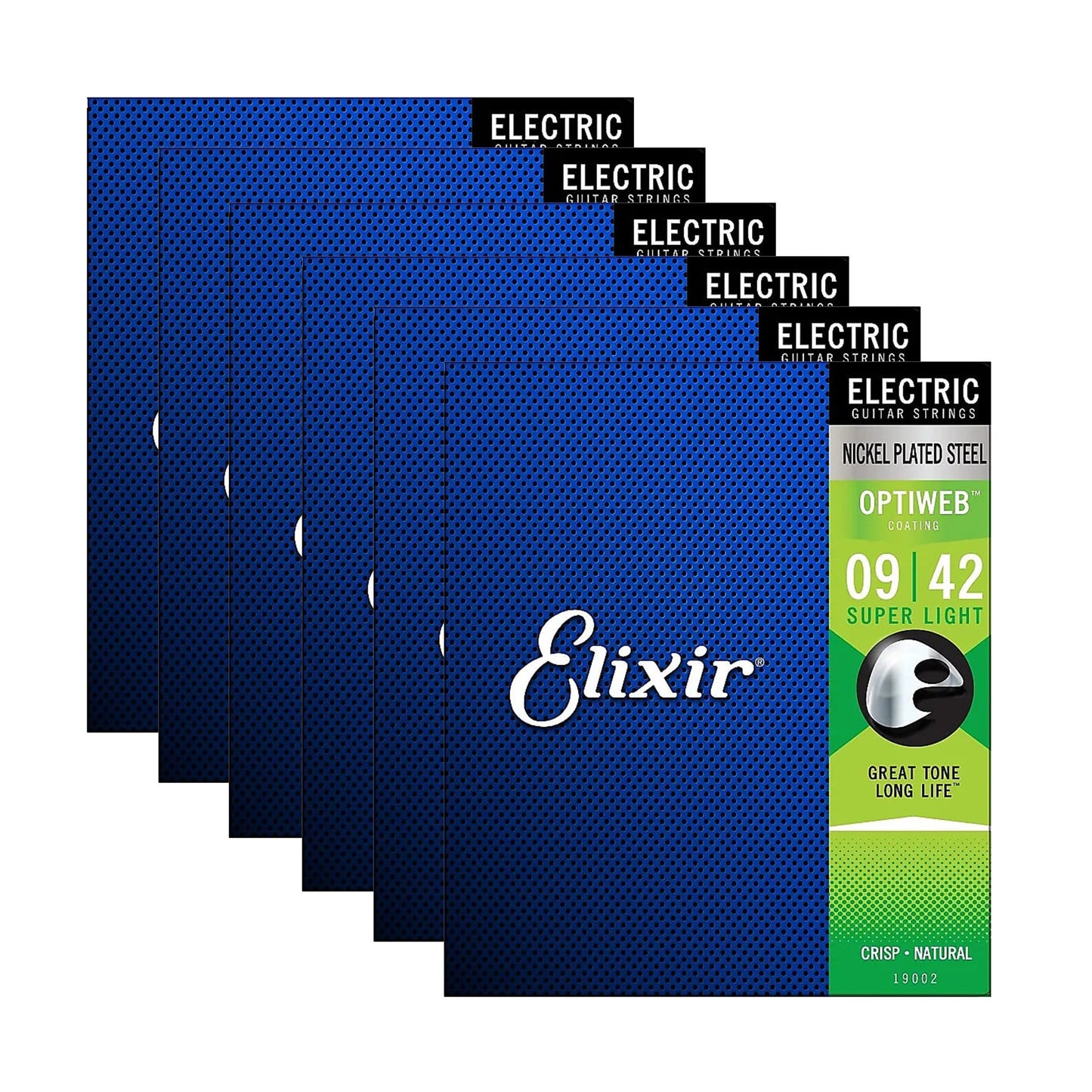 Elixir 19002 Nickel Plated Steel Electric Guitar Strings Super Light (9-42) 6 Pack