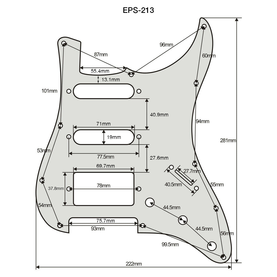 AE Guitars® SSH Strat 3-PLY TO/B/W Tortoise Shell Pickguard