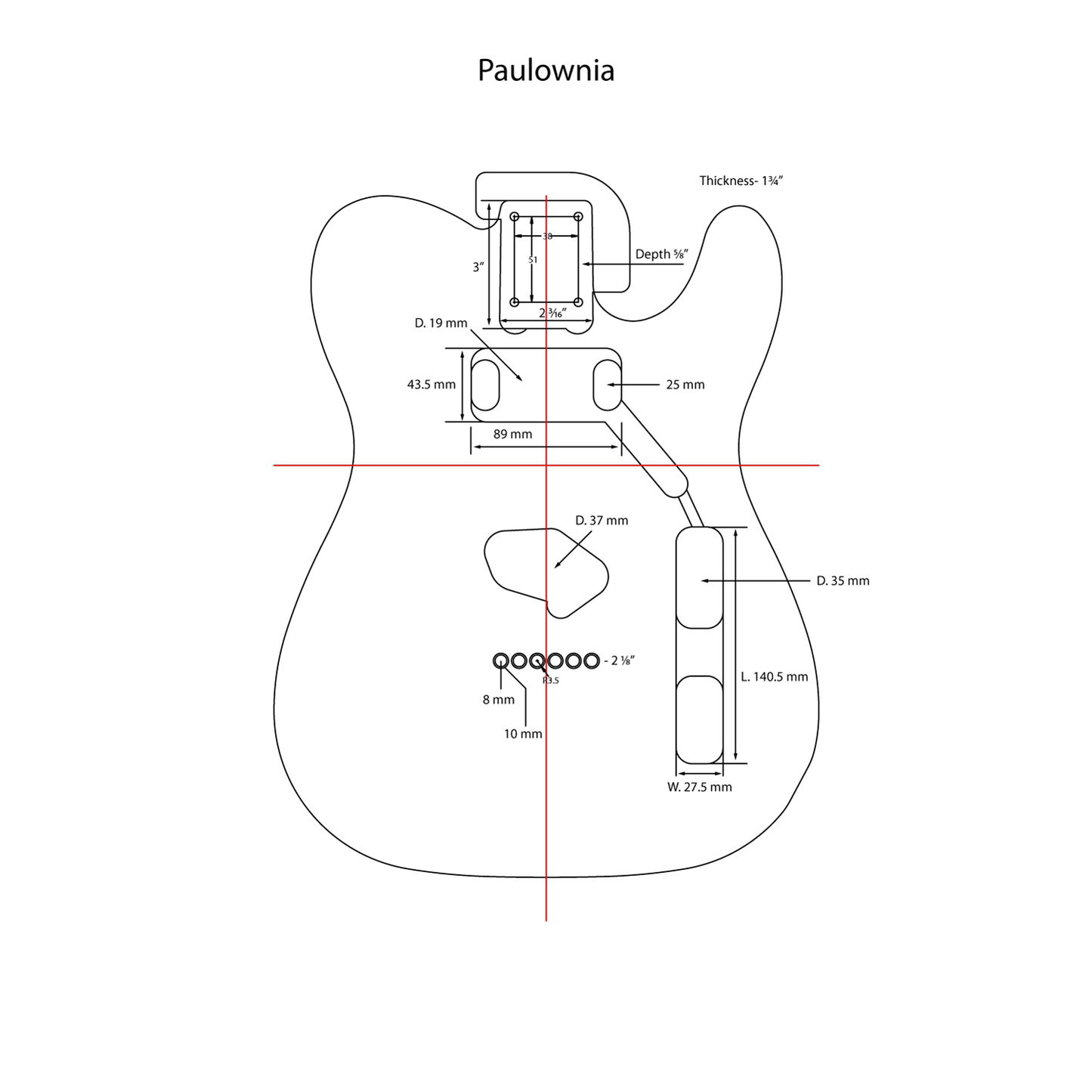 AE Guitars® T-Style Paulownia Replacement Guitar Body Vintage White