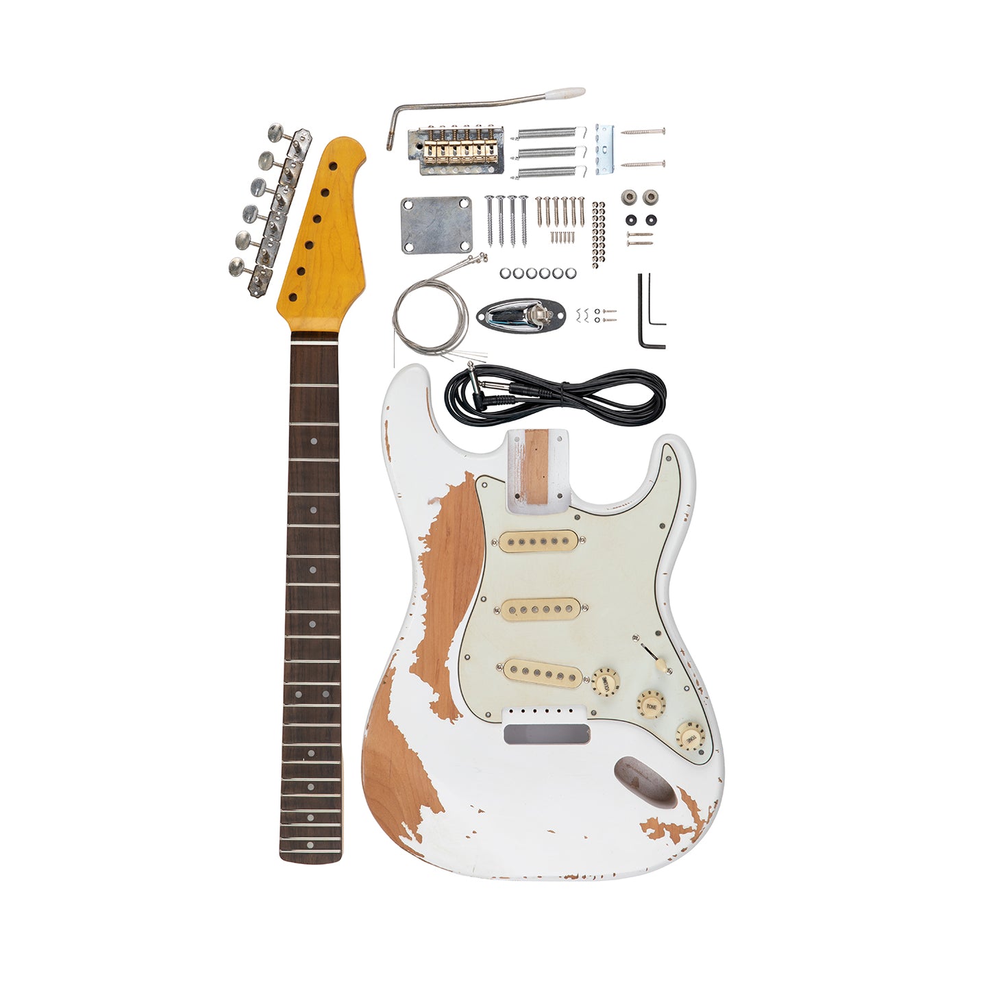 AE Guitars® Build Series Complete Guitar Kit Vintage White Nitro Finish